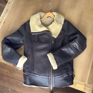 Mackage Women’s size S Aviator Bomber Leather Shearling